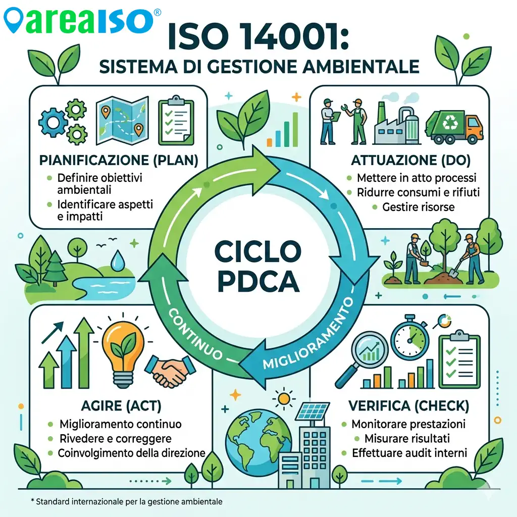 Consulente Area ISO durante una sessione di gap analysis ISO 14001 con un'azienda bresciana